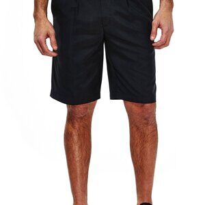 Haggar Cool 18 Oxford Shorts Size 34 Navy Blue Expandable Waistband